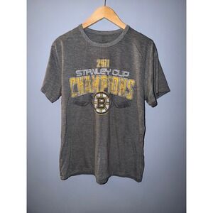 Boston Bruins 2011 Stanley‎ Cup Champions T-Shirt G-III Gray Mens Medium NHL Tee